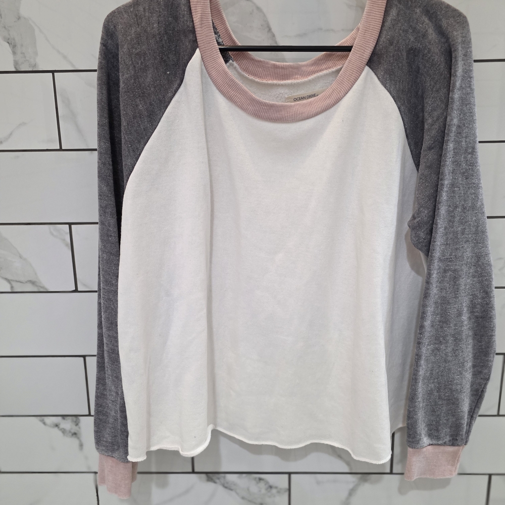 Ocean Drive Pink and Gray Long Sleeve Tee